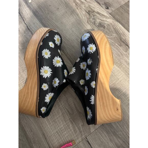 Free People Daisy Conversational Platform Clogs Black Floral Size 38 - Picture 3 of 6
